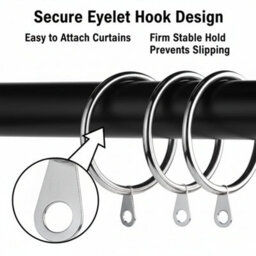 Homeelabador 40mm Large Silver Colour Pole Curtain Rings With Eyelet - Pack Of 48 - thumbnail 6