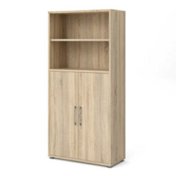 Wyld Haus Dris Natural Oak Effect Bookcase 3 Shelves 2 Doors - thumbnail 4