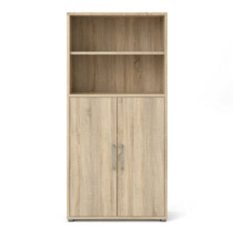 Wyld Haus Dris Natural Oak Effect Bookcase 3 Shelves 2 Doors - thumbnail 3