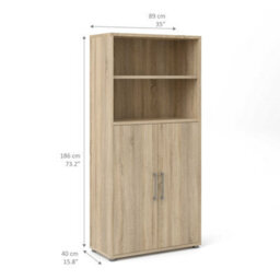 Wyld Haus Dris Natural Oak Effect Bookcase 3 Shelves 2 Doors - thumbnail 8