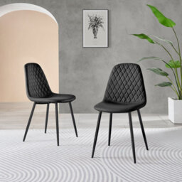 Furniturebox Novara Clear Tempered Glass 100Cm Round Dining Table With Black Starburst Legs & 4 Black Corona Faux Leather Chairs - thumbnail 5