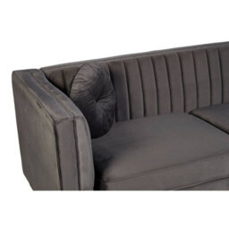 Orsina Refined Three Seat Grey Velvet Sofa, Velvet Upholstered Mid Century Sofa, Elegant Contemporary Lounge Sofa - thumbnail 5