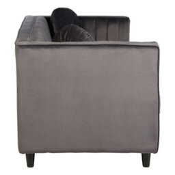 Orsina Refined Three Seat Grey Velvet Sofa, Velvet Upholstered Mid Century Sofa, Elegant Contemporary Lounge Sofa - thumbnail 3