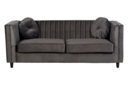 Orsina Refined Three Seat Grey Velvet Sofa, Velvet Upholstered Mid Century Sofa, Elegant Contemporary Lounge Sofa - thumbnail 8