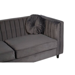Orsina Refined Three Seat Grey Velvet Sofa, Velvet Upholstered Mid Century Sofa, Elegant Contemporary Lounge Sofa - thumbnail 7