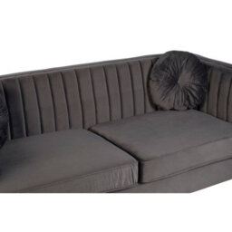 Orsina Refined Three Seat Grey Velvet Sofa, Velvet Upholstered Mid Century Sofa, Elegant Contemporary Lounge Sofa - thumbnail 6