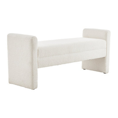 Living And Home H Shaped White Upholstered Hallway Bench Bed End Bench W 1300 X D 400 X H 555 mm - image 1