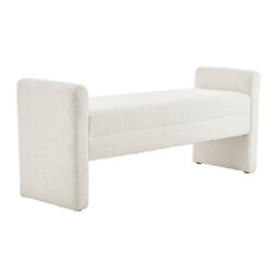 Living And Home H Shaped White Upholstered Hallway Bench Bed End Bench W 1300 X D 400 X H 555 mm