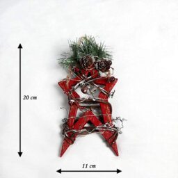 Shatchi 20Cm Red Wooden Led Star Hanging Ornament Christmas Holiday Home Décor With 15 Warm White Leds - thumbnail 6