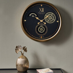 Pacific Lifestyle Black And Champagne Metal Working Cog Wall Clock