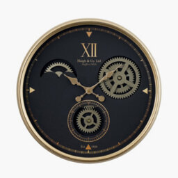 Pacific Lifestyle Black And Champagne Metal Working Cog Wall Clock - thumbnail 2