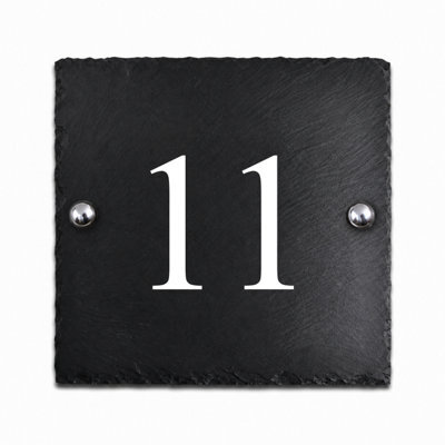 Rustic Slate House Number 11 With White Infill (15 X 15Cm) - image 1