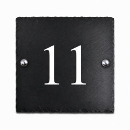 Rustic Slate House Number 11 With White Infill (15 X 15Cm) - thumbnail 1