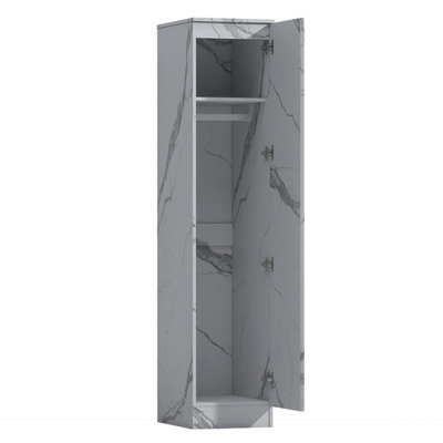 Zita Compact 1-Door Wardrobe In White Marble Effect - Bedroom Storage, (L) 50Cm X (W) 37.5Cm X (H) 180Cm, Stylish And Space-Saving - image 1