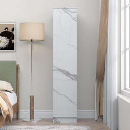 Zita Compact 1-Door Wardrobe In White Marble Effect - Bedroom Storage, (L) 50Cm X (W) 37.5Cm X (H) 180Cm, Stylish And Space-Saving - thumbnail 3