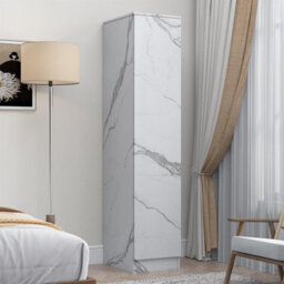 Zita Compact 1-Door Wardrobe In White Marble Effect - Bedroom Storage, (L) 50Cm X (W) 37.5Cm X (H) 180Cm, Stylish And Space-Saving - thumbnail 2