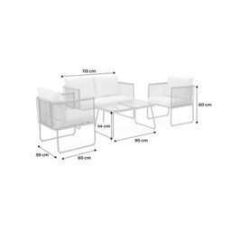 Sweeek - 4-Seater Garden Sofa Set With Plastic Ropes In Galvanised Steel Cesena Khaki Green 115X60X68 Cm - thumbnail 8