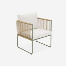 Sweeek - 4-Seater Garden Sofa Set With Plastic Ropes In Galvanised Steel Cesena Khaki Green 115X60X68 Cm - thumbnail 3