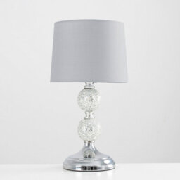 Valuelights Harmony Modern Decorative Chrome And Mosaic Crackle Glass Table Lamp With Grey Shade - thumbnail 4