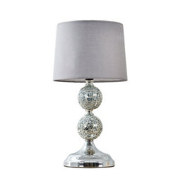 Valuelights Harmony Modern Decorative Chrome And Mosaic Crackle Glass Table Lamp With Grey Shade