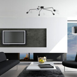 Milagro Joker Hand Made Ceiling Lamp In Matt Black With Striking Chrome Detail Featuring 5 Minmalistic Slender Cylinder Shades - thumbnail 3