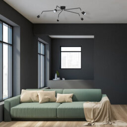 Milagro Joker Hand Made Ceiling Lamp In Matt Black With Striking Chrome Detail Featuring 5 Minmalistic Slender Cylinder Shades - thumbnail 2