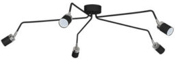 Milagro Joker Hand Made Ceiling Lamp In Matt Black With Striking Chrome Detail Featuring 5 Minmalistic Slender Cylinder Shades - thumbnail 7