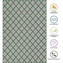 Homeart Outdoor Rugs Easy Cleaning Area Rugs For Balcony,garden,picnic,uv Weather Resistant Green Cream, 140 X 200 Cm - thumbnail 6