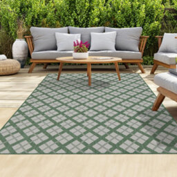 Homeart Outdoor Rugs Easy Cleaning Area Rugs For Balcony,garden,picnic,uv Weather Resistant Green Cream, 140 X 200 Cm