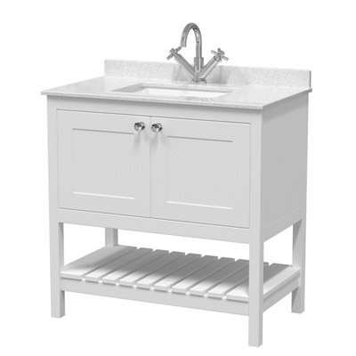 Balterley Coppenhall Bathroom Floor Standing 1 Drawer Vanity & Single Bowl 1 Tap Hole Marble Top, Pure White/white, 820mm - image 1
