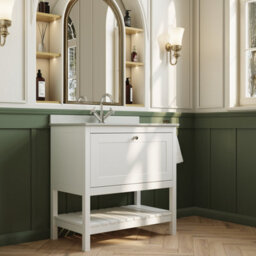 Balterley Coppenhall Bathroom Floor Standing 1 Drawer Vanity & Single Bowl 1 Tap Hole Marble Top, Pure White/white, 820mm - thumbnail 4