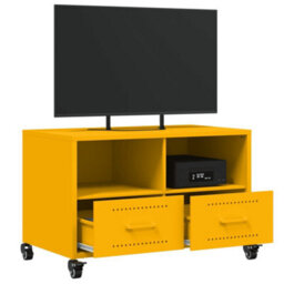 Berkfield Durable Tv Cabinet Mustard Yellow 68X39X43.5 Cm Steel - thumbnail 5