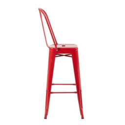 "Fwstyle Bistro Metal Bar Chairs Stools Set Of 4 30"" Red Gloss Galvanised Steel Indoor & Outdoor" - thumbnail 5