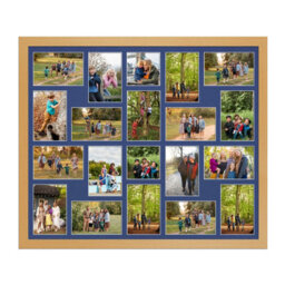 AK Frames 80X70Cm Country Pine Modern Multi Photo Frame With Blue Mount - Holds 20 Apertures (18X) 6X4, (2X) 4X4 Photos