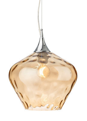 Luminosa Lighting Luminosa Titan Dome Pendant Light Chrome With Amber Glass