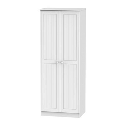 Vittoria Ready Assembled Contemporary Matt White Tall Double Wardrobe (H)1970mm (W)740mm (D)530mm - image 1