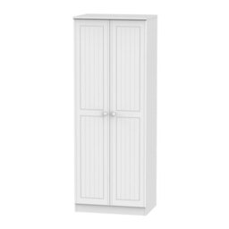 Vittoria Ready Assembled Contemporary Matt White Tall Double Wardrobe (H)1970mm (W)740mm (D)530mm - thumbnail 1