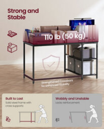 Vasagle Corner Computer Desk With Adjustable Storage Shelves, L Shaped Gaming Table For Office, Black - thumbnail 5