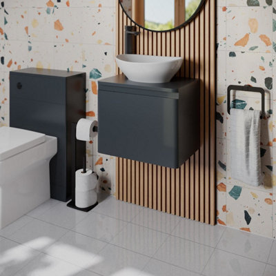 Affine Bathroom Cloakroom Vanity Unit Wash Countertop Basin Wall Hung Grey 500mm - image 1