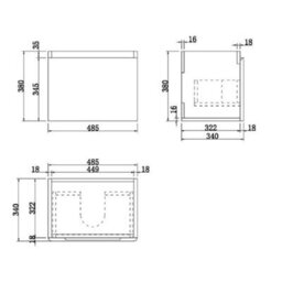 Affine Bathroom Cloakroom Vanity Unit Wash Countertop Basin Wall Hung Grey 500mm - thumbnail 6