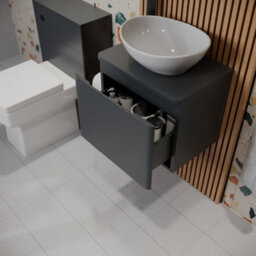 Affine Bathroom Cloakroom Vanity Unit Wash Countertop Basin Wall Hung Grey 500mm - thumbnail 2
