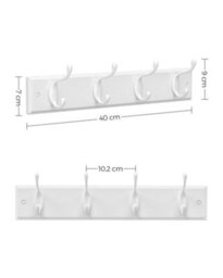 Songmics Coat Rack, Wall-Mounted Coat Hook, 4 Dual Metal Hooks, For Coats,bags,white - thumbnail 7
