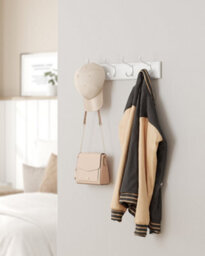 Songmics Coat Rack, Wall-Mounted Coat Hook, 4 Dual Metal Hooks, For Coats,bags,white - thumbnail 4