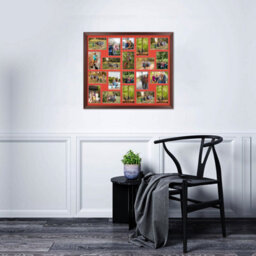 AK Frames 80X70Cm Rose Wood Classic Multi Photo Frame With Poppy Red Mount - Holds 20 Apertures (18X) 6X4, (2X) 4X4 Photos - thumbnail 3