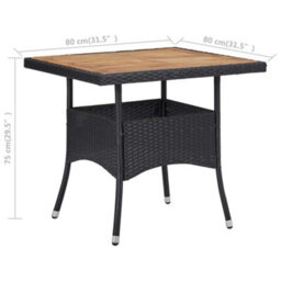 Vidaxl Outdoor Dining Table Black Poly Rattan And Solid Acacia Wood - thumbnail 4