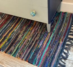 Second Nature Online Festival Recycled Cotton Blend Rag Rug In Varied Colourways Indoor And Outdoor Use / 90 Cm X 150 Cm / Blue
