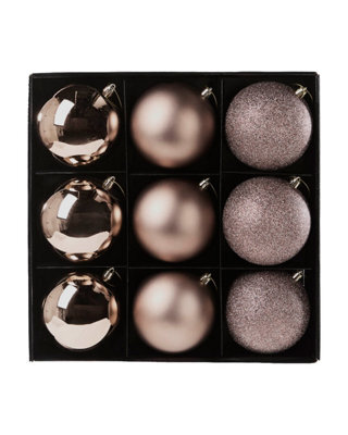 Werchristmas Set Of 9 Shatterproof Baubles, Mocha, 10 Cm - image 1