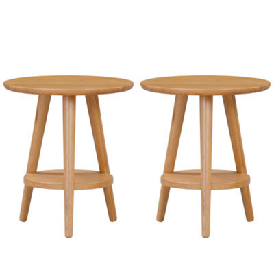 Hallowood Furniture Waverly Small Round Side Table With 3 Legs And Shelf (Pair) - image 1