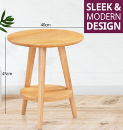 Hallowood Furniture Waverly Small Round Side Table With 3 Legs And Shelf (Pair) - thumbnail 3