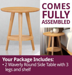 Hallowood Furniture Waverly Small Round Side Table With 3 Legs And Shelf (Pair) - thumbnail 7